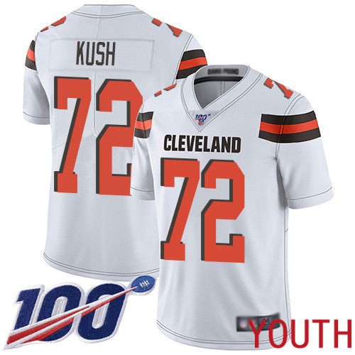Cleveland Browns Eric Kush Youth White Limited Jersey #72 NFL Football Road 100th Season Vapor Untouchable->youth nfl jersey->Youth Jersey